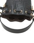 Pre-Loved Mon Tresor Bucket Bag FF Logo Embossed Leather Mini with Gold Hardware, Black