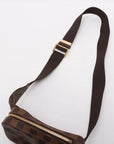 Pre-Loved Geronimos Crossbody Bag Damier Coated Canvas with Gold Hardware, Brown