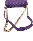 Pre-Loved Boy Shoulder Bag Quilted Leather Old Medium with Gold Hardware, Purple