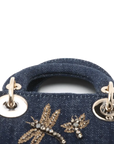 Pre-Loved Lady Dior Handbag Denim Mini with Gold Hardware, Blue