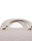 Pre-Loved Lady Dior Handbag Cannage Leather Large with Silver Hardware, Grey