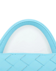 Pre-Loved Andiamo Handbag Intrecciato Leather Small with Gold Hardware, Light Blue