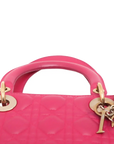 Pre-Loved Lady Dior Handbag Cannage Leather Large with Gold Hardware, Pink
