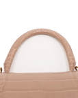 Pre-Loved Hourglass Handbag Crocodile Embossed Leather Small with Gold Hardware, Beige