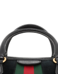 Pre-Loved Ophidia Handbag Suede Small with Gold Hardware, Black