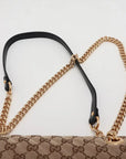 Pre-Loved GG Marmont Shoulder Bag Monogram Coated Canvas Small with Gold Hardware, Beige Ebony