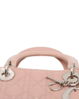 Pre-Loved Lady Dior Handbag Cannage Patent Leather Large with Silver Hardware, Pink