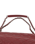Pre-Loved Easy Flap Shoulder Bag Quilted Leather with Silver Hardware, Red