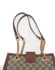 Pre-Loved Padlock Tote Monogram Coated Canvas Small with Gold Hardware, Beige Ebony