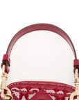 Pre-Loved Lady Dior Phone Holder Crossbody Bag Cannage Patent Leather Mini with Gold Hardware, Red