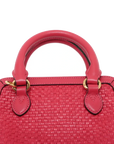 Pre-Loved Horsebit 1955 Handbag Woven Raffia Mini with Gold Hardware, Pink