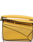 Pre-Loved Puzzle Crossbody Bag Leather Nano with Silver Hardware, Yellow