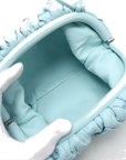 Pre-Loved The Pouch Crossbody Bag Intrecciato Leather Mini with Silver Hardware, Light Blue