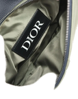 Pre-Loved Saddle Crossbody Bag Nylon with Black Hardware, Khaki Green / Navy