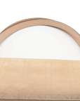 Pre-Loved Lady Dior East West Handbag Cannage Suede with Silver Hardware, Beige
