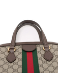 Pre-Loved Ophidia Handbag Monogram Coated Canvas Medium with Gold Hardware, Beige/Ebony