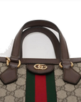 Pre-Loved Ophidia Tote GG Supreme Canvas Coated Small with Gold Hardware, Beige/Ebony