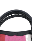 Pre-Loved Classic City Handbag Striped Leather Small with Aged Bronze Hardware, Black, White, Pink, Red
