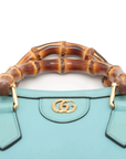 Pre-Loved Diana Bamboo Tote Leather Mini with Gold Hardware, Light Blue