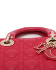 Pre-Loved Lady Dior Handbag Cannage Leather Medium with Gold Hardware, Pink