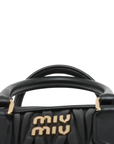 Pre-Loved Matelassé Bowling Bag Handbag Quilted Leather Mini with Gold Hardware, Black