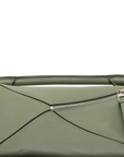 Pre-Loved Puzzle Handbag Leather Small with Silver Hardware, Green