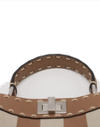 Pre-Loved Peekaboo Handbag Striped Canvas Mini with Silver Hardware, Brown and Beige