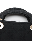 Pre-Loved Lady D-Lite Handbag Cannage Canvas Medium with Gold Hardware, Black