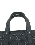 Pre-Loved Monogram Embossed Tote Tote Monogram Leather with Silver Hardware, Black