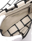 Pre-Loved Cassette Crossbody Bag Intrecciato Canvas with Silver Hardware, Cream