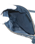 Pre-Loved Saddle Pochette Shoulder Bag Oblique Coated Canvas Mini with Gold Hardware, Navy Blue