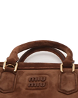 Pre-Loved Arcadie Handbag Suede Small with Gold Hardware, Brown