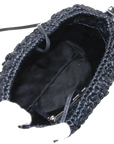 Pre-Loved Crossbody Bag Crochet Raffia with Silver Hardware, Black