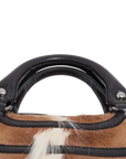 Pre-Loved Boogie Handbag Pony Hair with Silver Hardware, Brown and White
