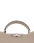 Pre-Loved Peekaboo Handbag Leather Regular with Silver Hardware, Taupe