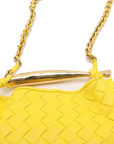 Pre-Loved Sardine Mini Shoulder Bag Intrecciato Leather Mini with Gold Hardware, Yellow