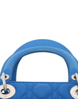 Pre-Loved Lady Dior Handbag Quilted Leather Medium with Silver Hardware, Blue