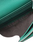 Pre-Loved Dionysus Wallet on Chain Crossbody Bag Leather Mini with Aged Gold and Silver Hardware, Green