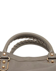 Pre-Loved Classic Metallic Edge City Handbag Leather with Gold Hardware, Gray