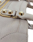 Pre-Loved Classic City Handbag Leather Small with Gold Hardware, Beige
