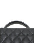 Pre-Loved CC Filigree Vanity Case Vanity Case Quilted Leather Small with Silver Hardware, Black