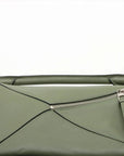Pre-Loved Puzzle Handbag Leather Small with Silver Hardware, Green