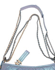 Pre-Loved Gabrielle Shoulder Bag Quilted Leather Small with Mixed Gold and Silver Hardware, Iridescent Blue