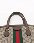 Pre-Loved Ophidia Handbag Monogram Coated Canvas Medium with Gold Hardware, Beige/Ebony