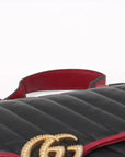 Pre-Loved GG Marmont Top Handle Handbag Quilted Leather Small with Aged Gold Hardware, Black
