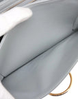 Pre-Loved Stirrup Flap Bag Shoulder Bag Leather Small with Gold Hardware, Light Gray