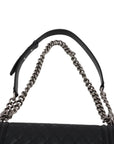 Pre-Loved Boy Shoulder Bag Quilted Leather New Medium with Aged Silver Hardware, Black
