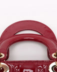 Pre-Loved Lady Dior Handbag Cannage Patent Leather Mini with Gold Hardware, Red