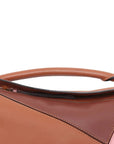 Pre-Loved Puzzle Handbag Colorblock Leather Small with Gold Hardware, Tan, Brown, and Pink