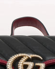 Pre-Loved GG Marmont Top Handle Handbag Quilted Leather Mini with Gold Hardware, Black